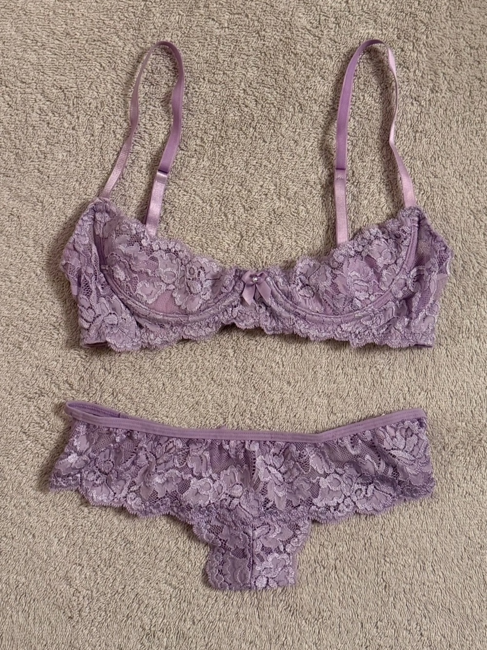 Lace Underwire Bra (1/4 Cup) Bra - Size 34 & Lace Bikini Panty - Size SM Set